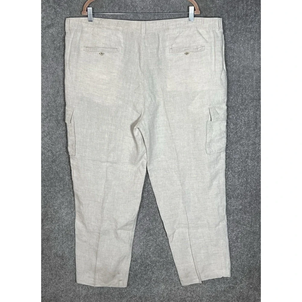 Tommy Bahama Relax Linen Cargo Pants Mens Size XXL Beige Straight Leg Pockets